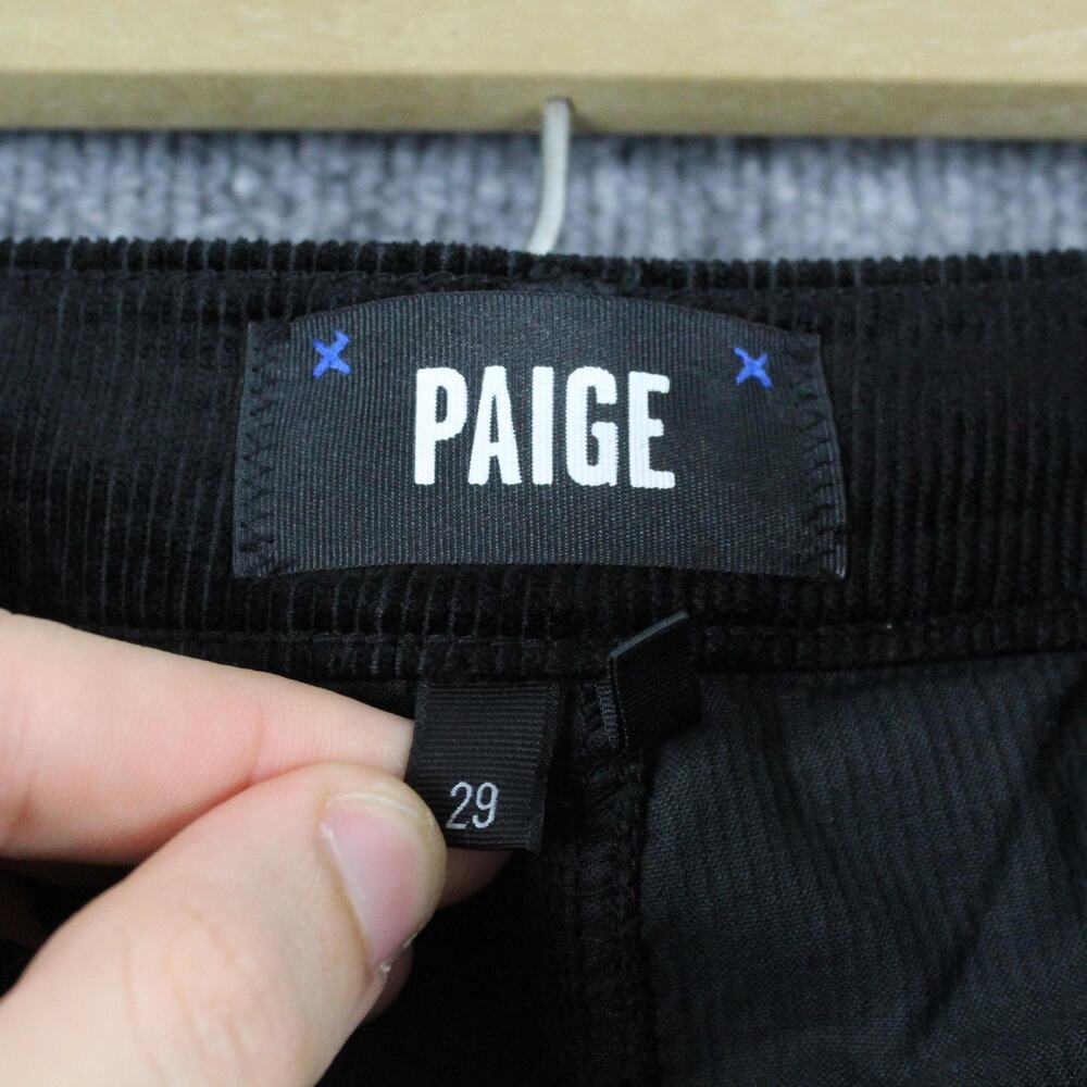 Paige Pants Womens 29 Harper Ankle Wide Leg Black Velvet Corduroy High Rise Chic - Picture 8 of 16